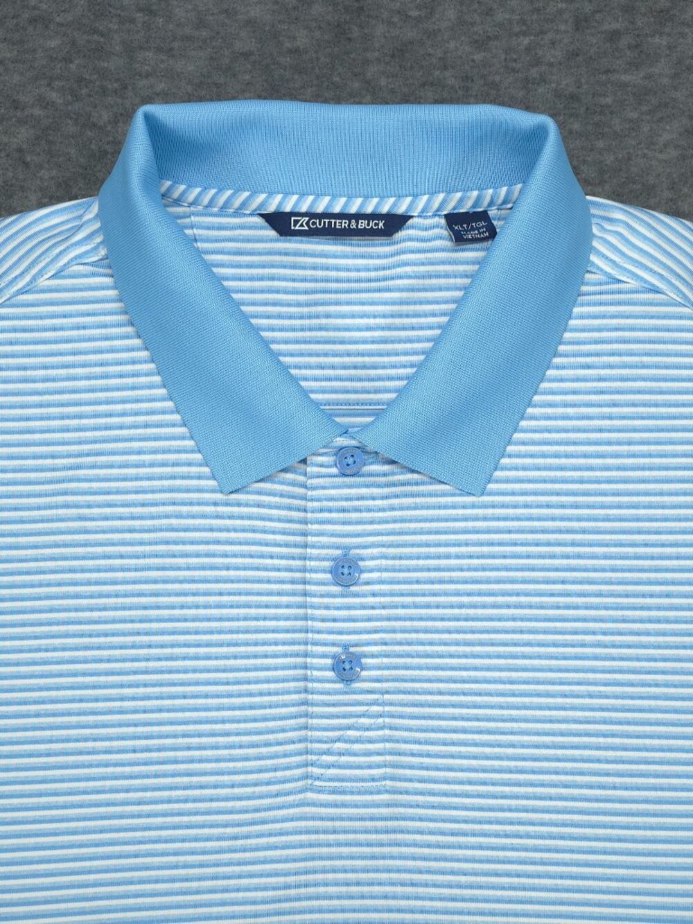 Cutter & Buck Men’s XLT Big Tall Blue Striped Golf Polo Shirt